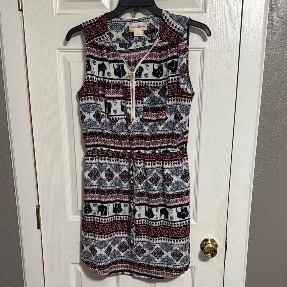 Wishful Park Sleeveless Patterned Dress with Zipper Sz large